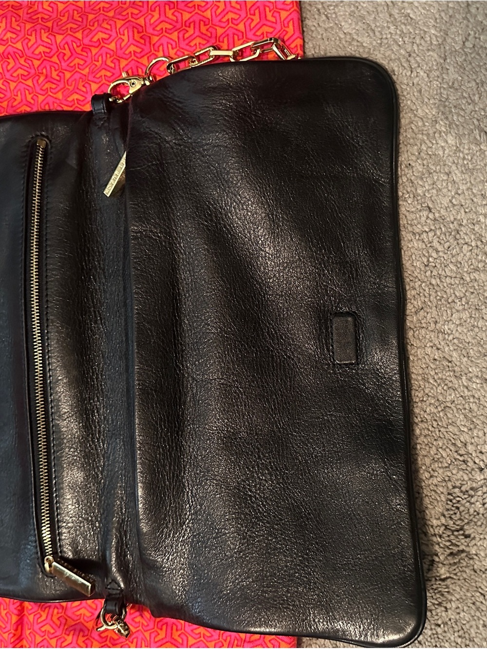 Tory Burch Black Leather Wristlet with Gold Logo - Picture 4 of 5